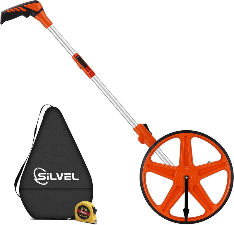 SILVEL 12 Inch Measuring Wheel, MAX9999FT Measuring Wheel in Feet and Inches, One key to Zero Rolling Tape Measuring Wheels, Orange - Image 1